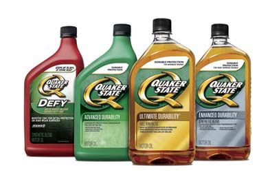 Various Quaker State bottles of transmission fluid and motor oil